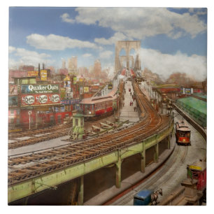 City - New York - The Brooklyn bridge from 1903 Tile