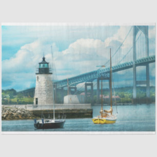 City - Newport RI - The Newport lighthouse Tissue Paper