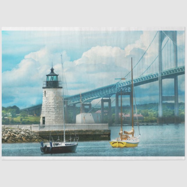 City - Newport RI - The Newport lighthouse Tissue Paper (Front)