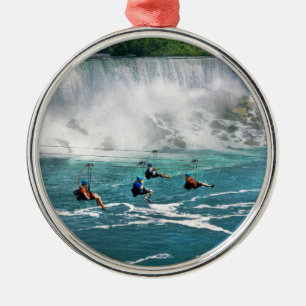 City - Niagara NY - Flying over the Niagara Metal Tree Decoration