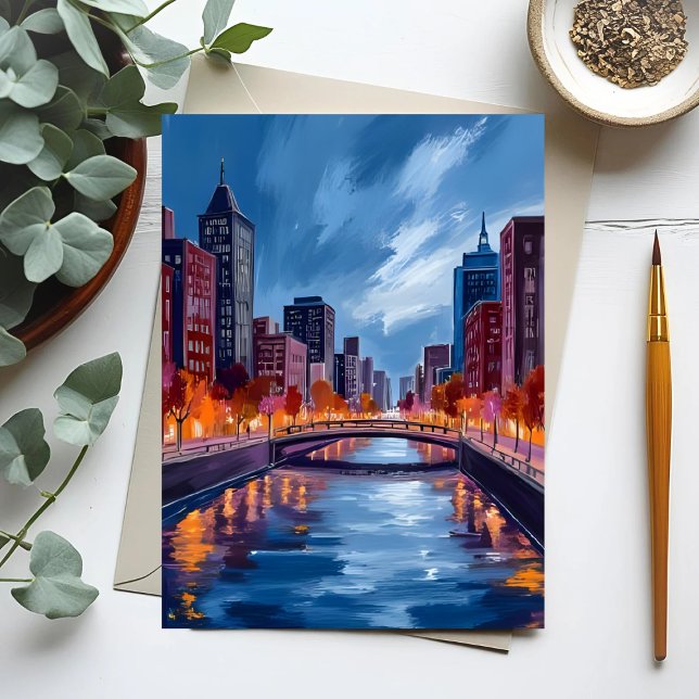 City Nights Watercolor Painting Postcard (Creator Uploaded)