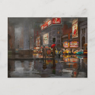 City - NY - A rainy day in New York City 1943 Postcard