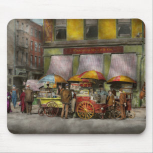 City - NY- Lunch carts on Broadway St NY - 1906 Mouse Mat
