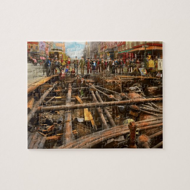 City - NY - Pipe maze 1891 Jigsaw Puzzle (Horizontal)
