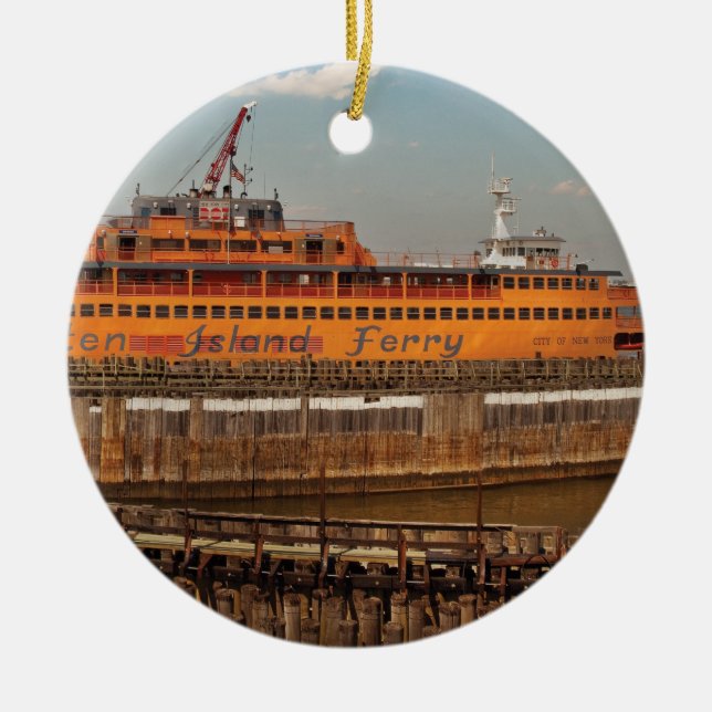 City - NY - The Staten Island Ferry Ceramic Tree Decoration (Front)