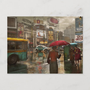 City - NY - Times Square on a rainy day 1943 Postcard