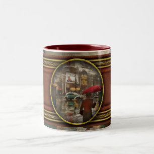 City - NY - Times Square on a rainy day 1943 Two-Tone Coffee Mug
