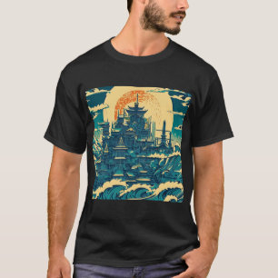 City of Atlantis 2 - Woodblock Style T-Shirt