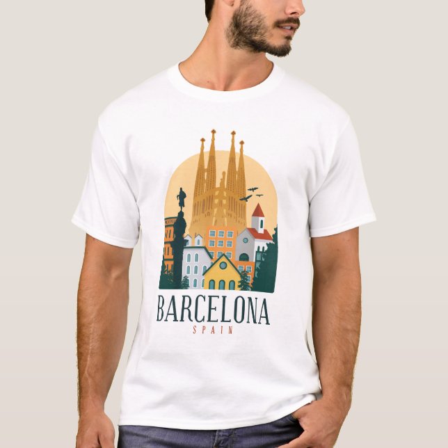 City of Barcelona skyline design T-Shirt (Front)