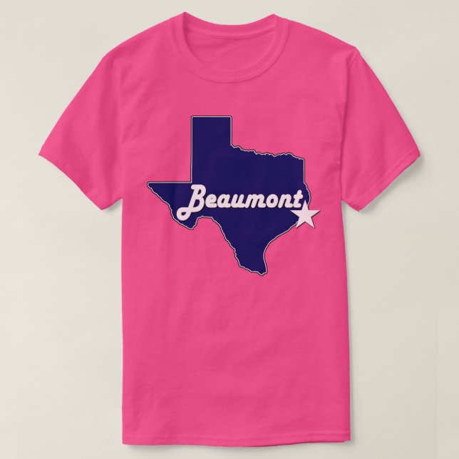 City of Beaumont Texas Lone State Map Navy Blue T-Shirt (Design Front)