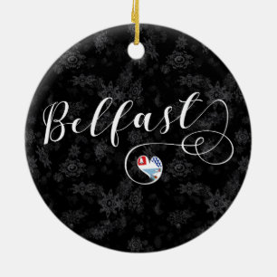City of Belfast Flag In Heart Ceramic Tree Decoration
