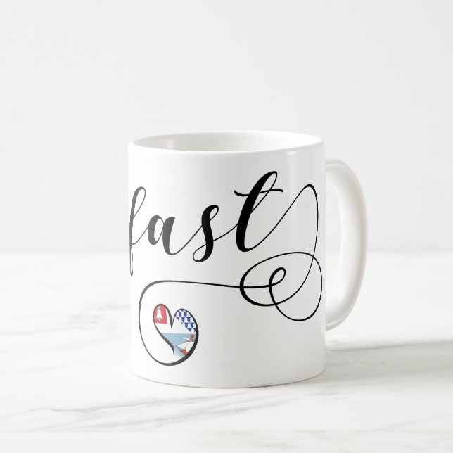 City of Belfast Flag In Heart Coffee Mug (Front Right)