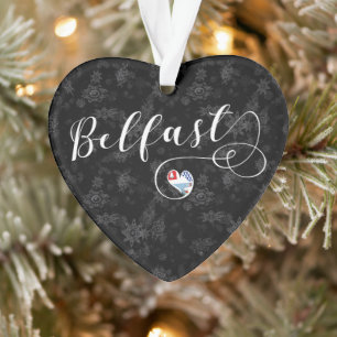 City of Belfast Flag In Heart Ornament