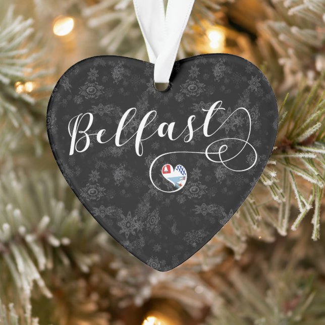 City of Belfast Flag In Heart Ornament (Tree)