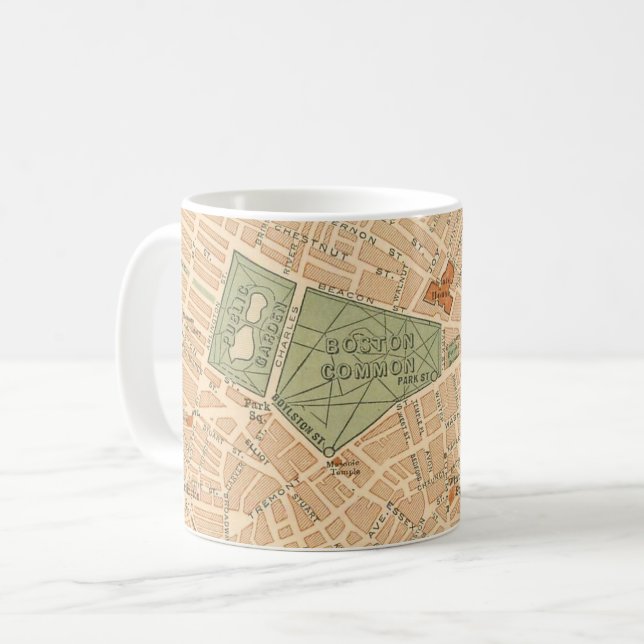 City of Boston Vintage Map Coffee Mug (Front Left)