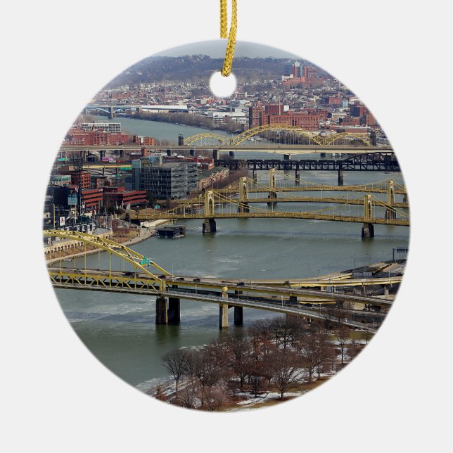 City of Bridges Ceramic Tree Decoration (Front)