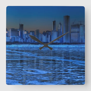 City of broad shoulders and lake Michigan Square Wall Clock