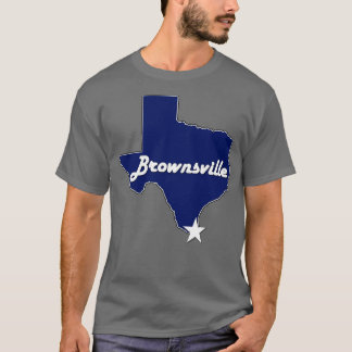 City of Brownsville Texas Lone State Map Navy Blue T-Shirt