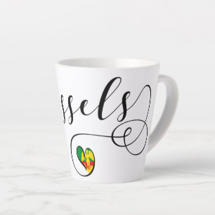 City of Brussels Flag In Heart Latte Mug