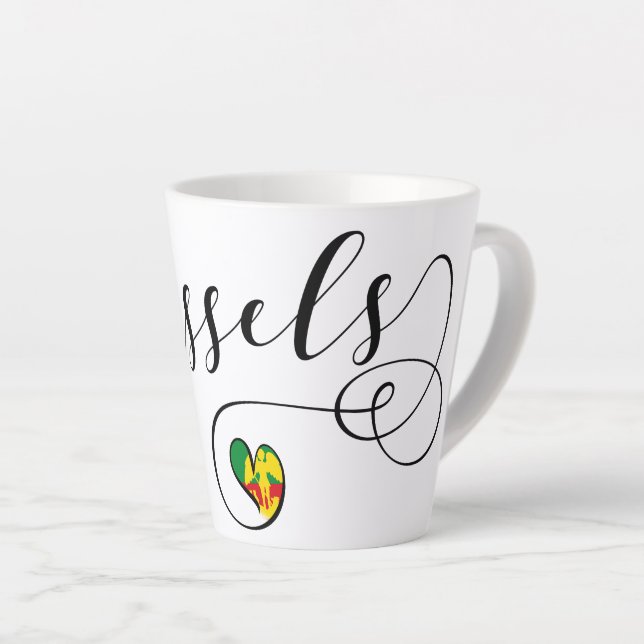 City of Brussels Flag In Heart Latte Mug (Right Angle)