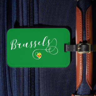 City of Brussels Flag In Heart Luggage Tag