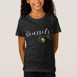 City of Brussels Flag In Heart T-Shirt