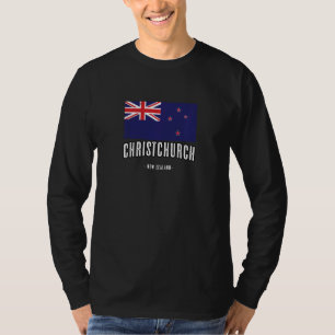 City Of Christchurch New Zealand Nz Kiwi Flag Merc T-Shirt