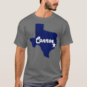City of Conroe Texas Lone State Map Navy Blue T-Shirt