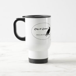 City of Crows logo graphic white stainless steel  Travel Mug