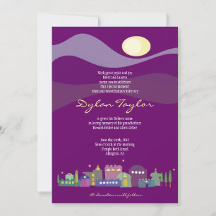 City of David Jewish Baby Naming Invitation Hebrew
