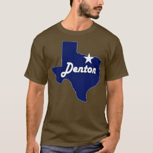 City of Denton Texas Lone State Map Navy Blue T-Shirt