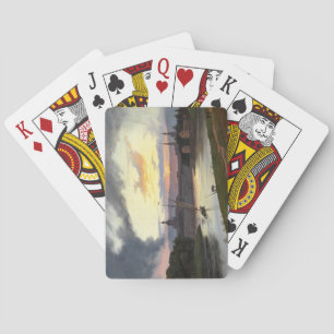 City of Dresden at Sunset (German Landscape) Playing Cards
