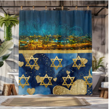 City of Jerusalem at Night Shower Curtain