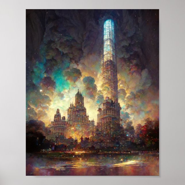 City Of Light Fantasy Sci-Fi Art Poster (Front)