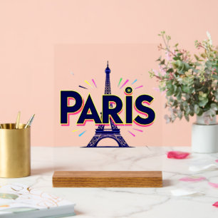 City of Lights: Bold Paris Typography Art Acrylic Sign