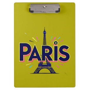 City of Lights: Bold Paris Typography Art Clipboard