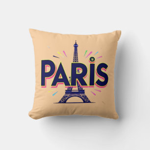 City of Lights: Bold Paris Typography Art Cushion