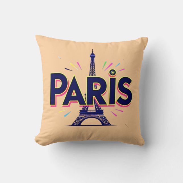 City of Lights: Bold Paris Typography Art Cushion (Front)