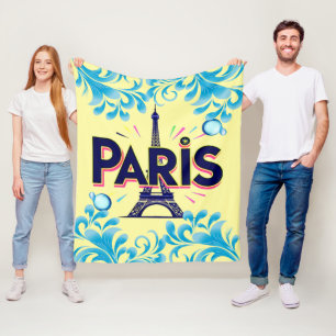City of Lights: Bold Paris Typography Art Fleece Blanket