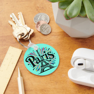 City of Lights: Bold Paris Typography Art Key Ring