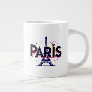 City of Lights: Bold Paris Typography Art Large Coffee Mug