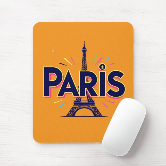 City of Lights: Bold Paris Typography Art Mouse Mat (With Mouse)
