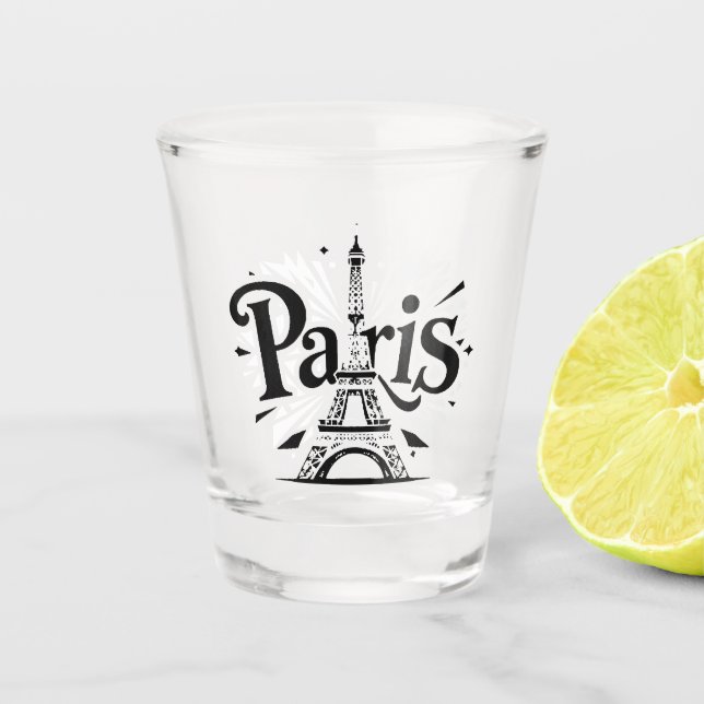 City of Lights: Bold Paris Typography Art Shot Glass (Front)