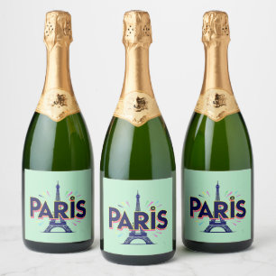 City of Lights: Bold Paris Typography Art Sparkling Wine Label
