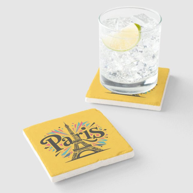 City of Lights: Bold Paris Typography Art Stone Coaster (Side)