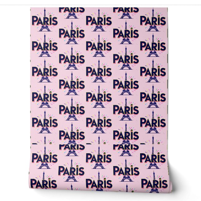 City of Lights: Bold Paris Typography Art Wallpaper (Unrolling)