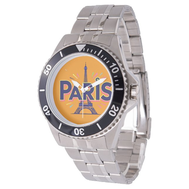 City of Lights: Bold Paris Typography Art Watch (Angled)
