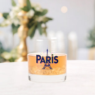 City of Lights: Bold Paris Typography Art Whiskey Glass
