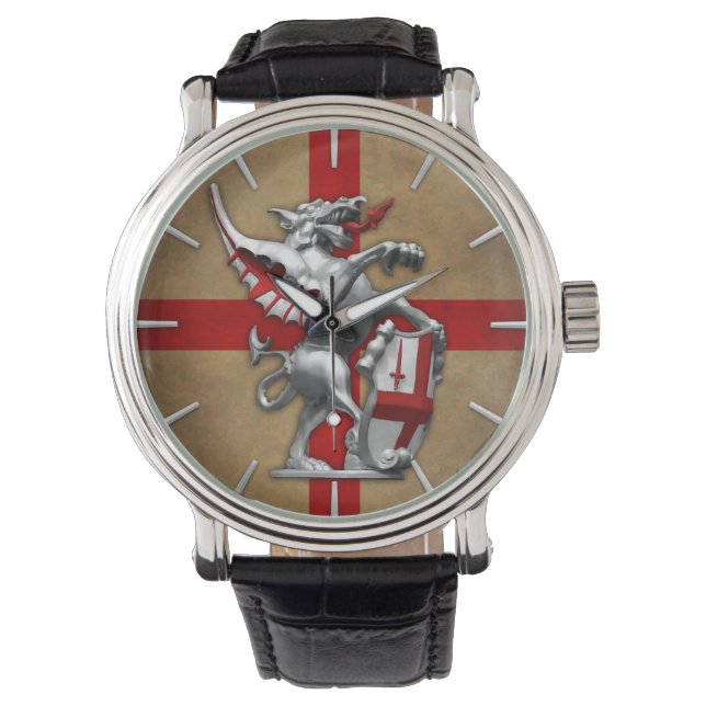 City of London Dragon on Old English Flag Watch (Front)