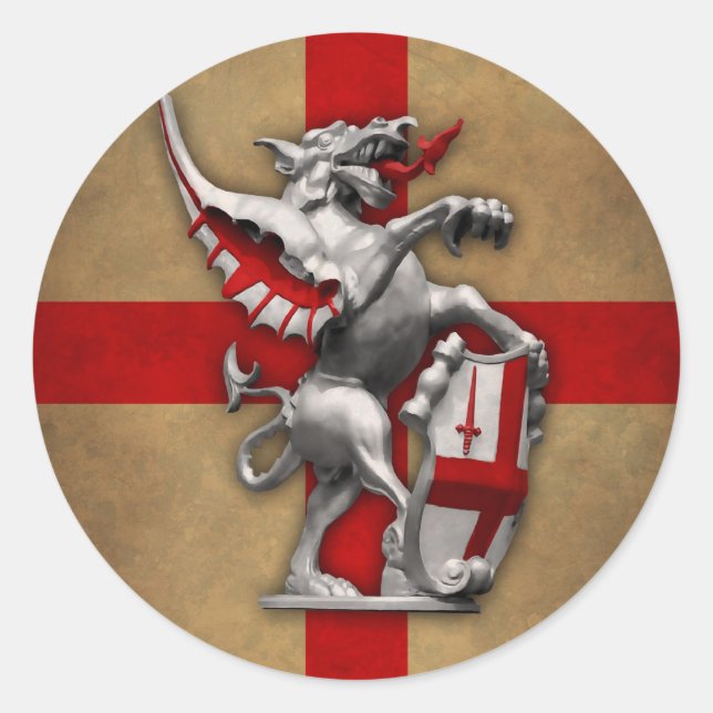 City of London Dragon round sticker (Front)
